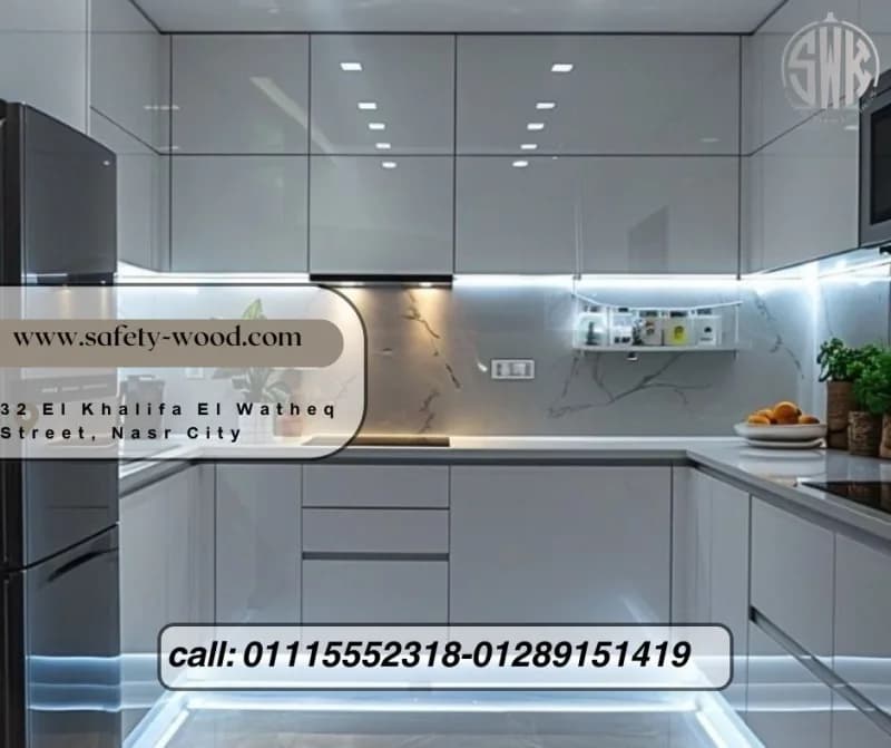 أسعار تصميم المطابخ حسب المساحة SAFETY WOOD للمطابخ والدريسنج روم 📞 - في مدينة نصر