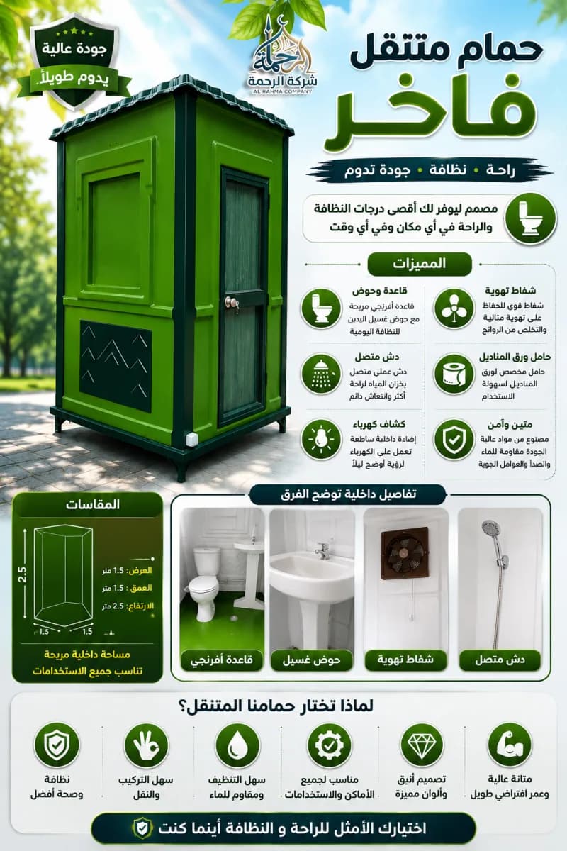 حمامات متنقله للبيع فيبرجلاس الرحمه للفيبرجلاس