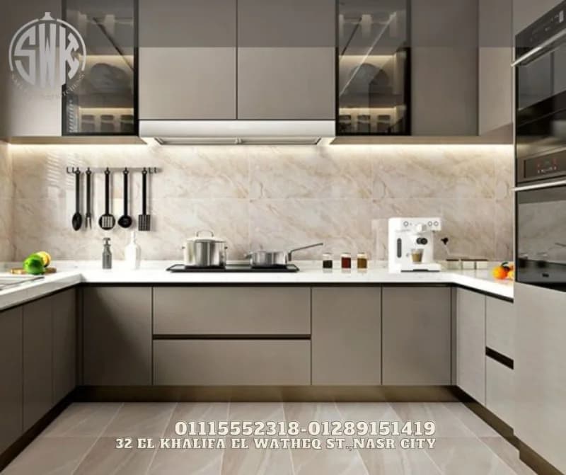 مطابخ PVC للمطابخ الصغيرة | حلول ذكية للمساحات SAFETY WOOD للمطابخ والدريسنج روم 📞 -