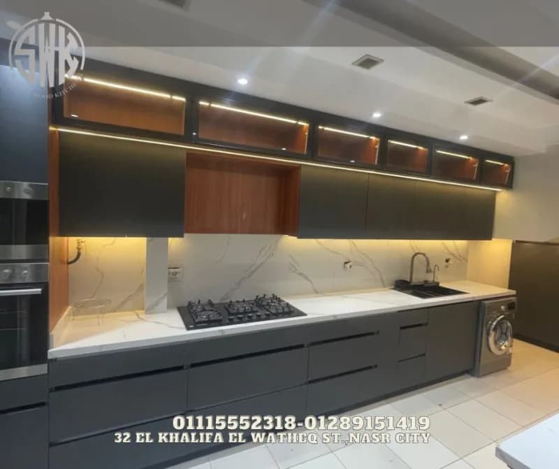 تصميم مطابخ PVC عملية وأنيقة SAFETY WOOD للمطابخ والدريسنج روم 📞 -